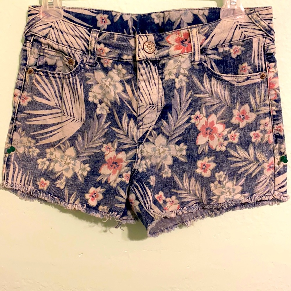 Floral jean shorts